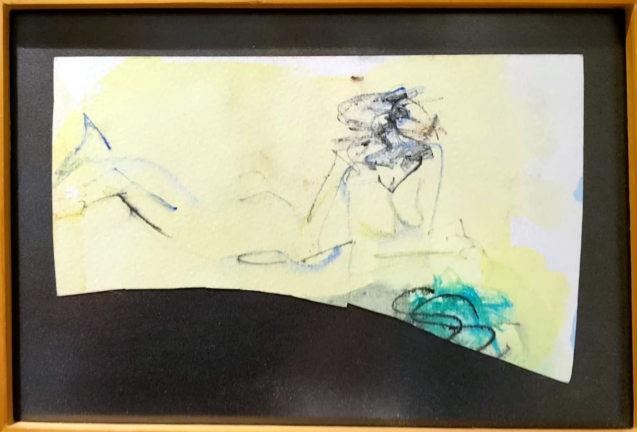 Apunte de figura — Tinta y color sobre papel, obra de Aurora Barney Durán