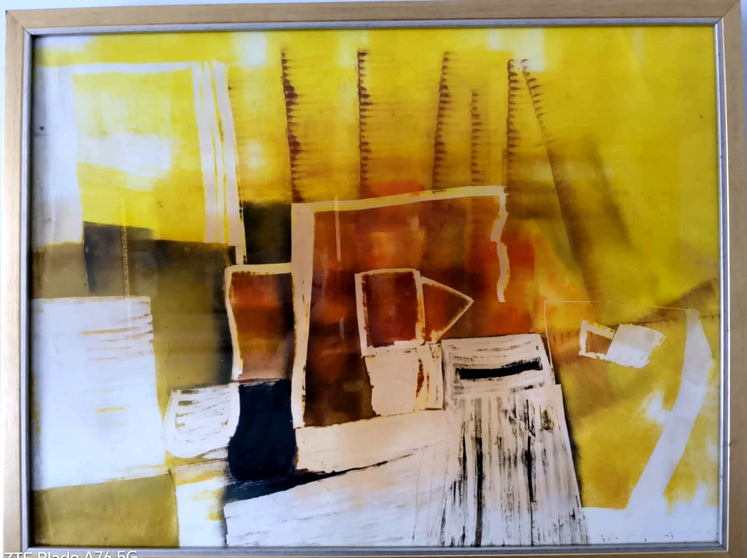Bodegón en ocres — Técnica mixta sobre papel, obra de Aurora Barney Durán