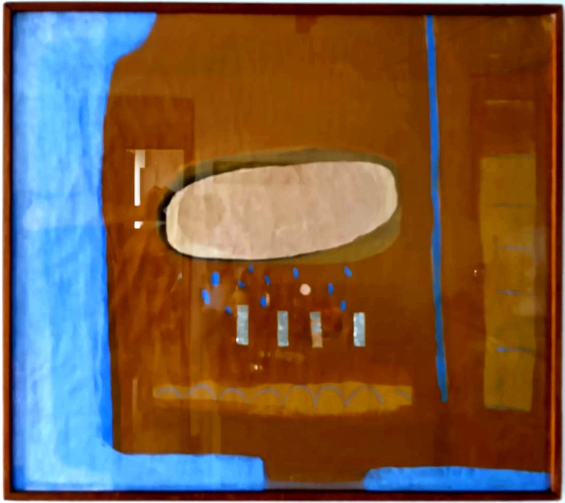 Composición con óvalo — Técnica mixta sobre papel, obra de Aurora Barney Durán