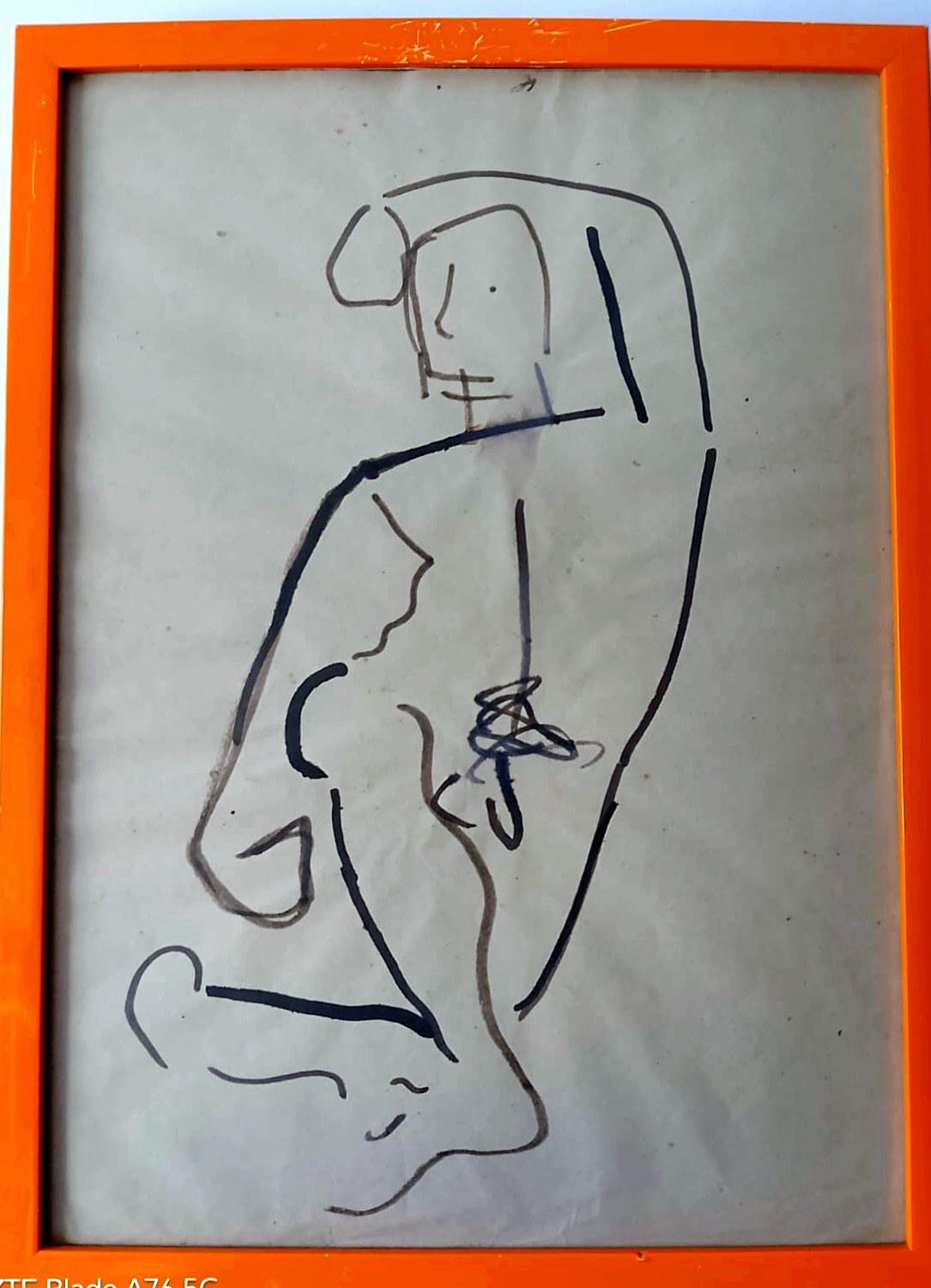 Desnudo a línea — Tinta sobre papel, obra de Aurora Barney Durán