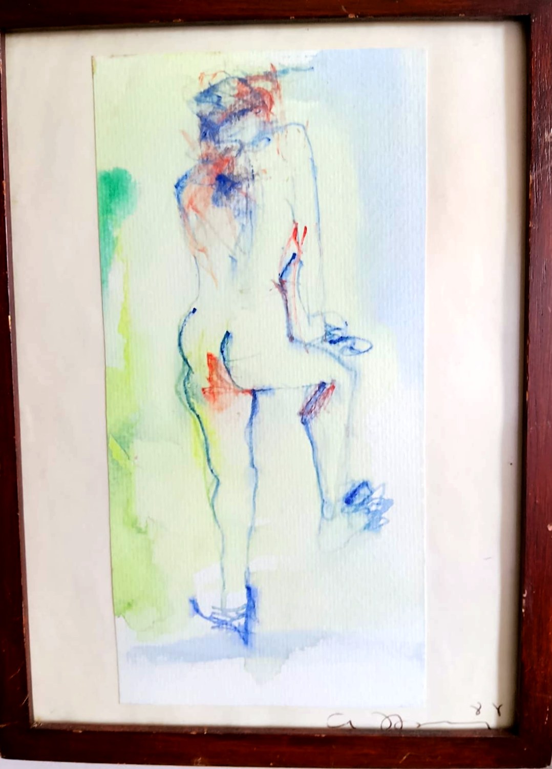 Desnudo de pie — Acuarela y tinta sobre papel, obra de Aurora Barney Durán