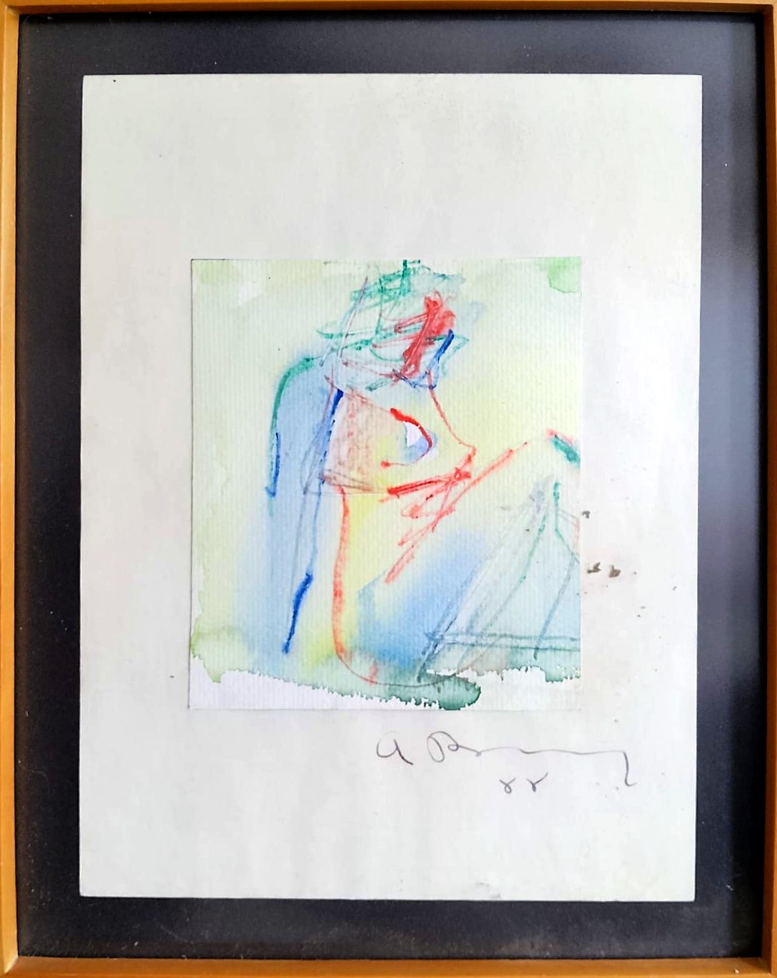 Figuras sentadas — Acuarela y tinta sobre papel, obra de Aurora Barney Durán