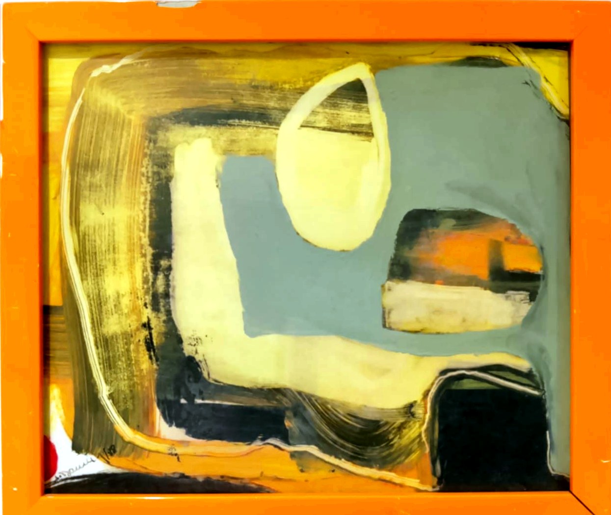 Formas en gris y ocre — Técnica mixta sobre papel, obra de Aurora Barney Durán