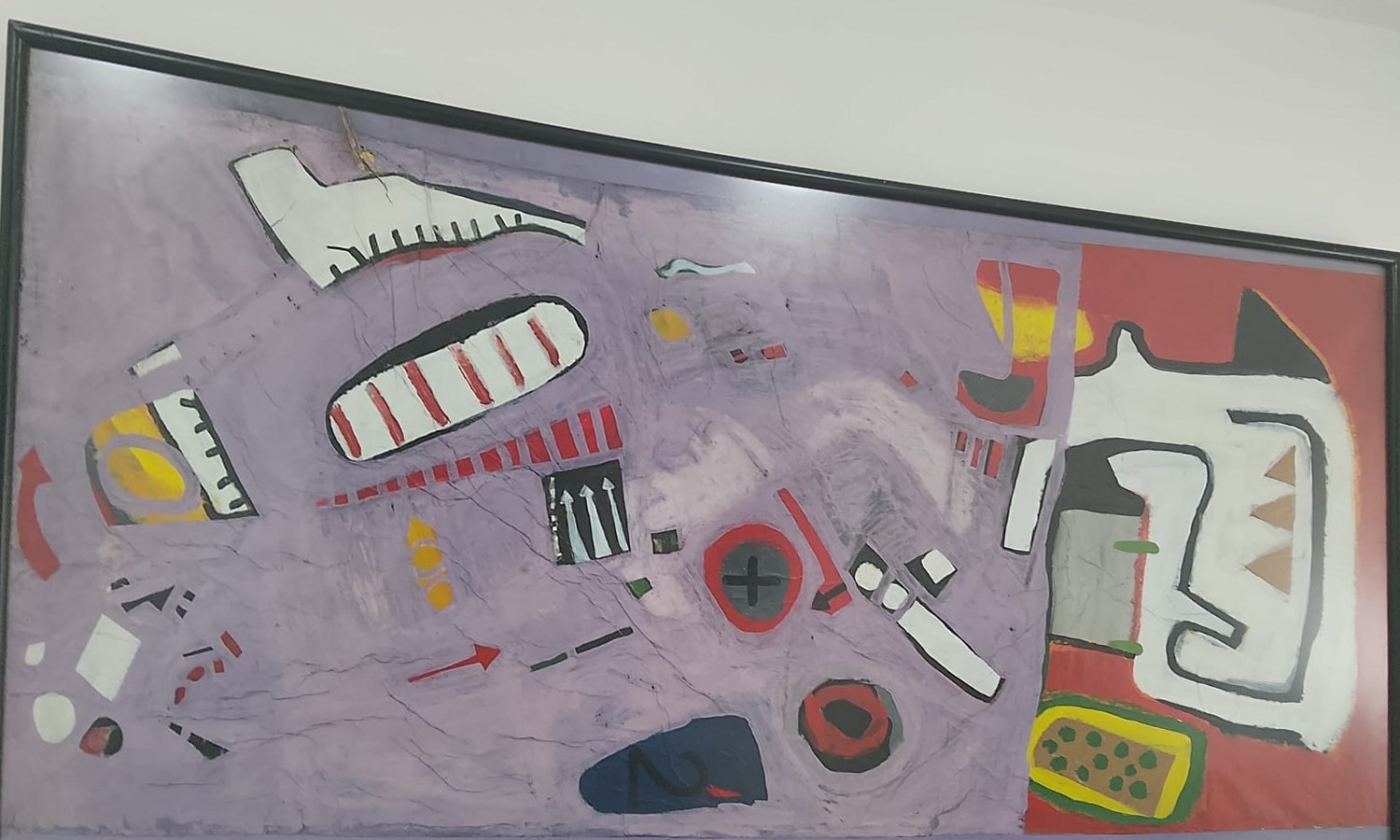 Signos sobre violeta — Acrílico sobre lienzo, obra de Aurora Barney Durán
