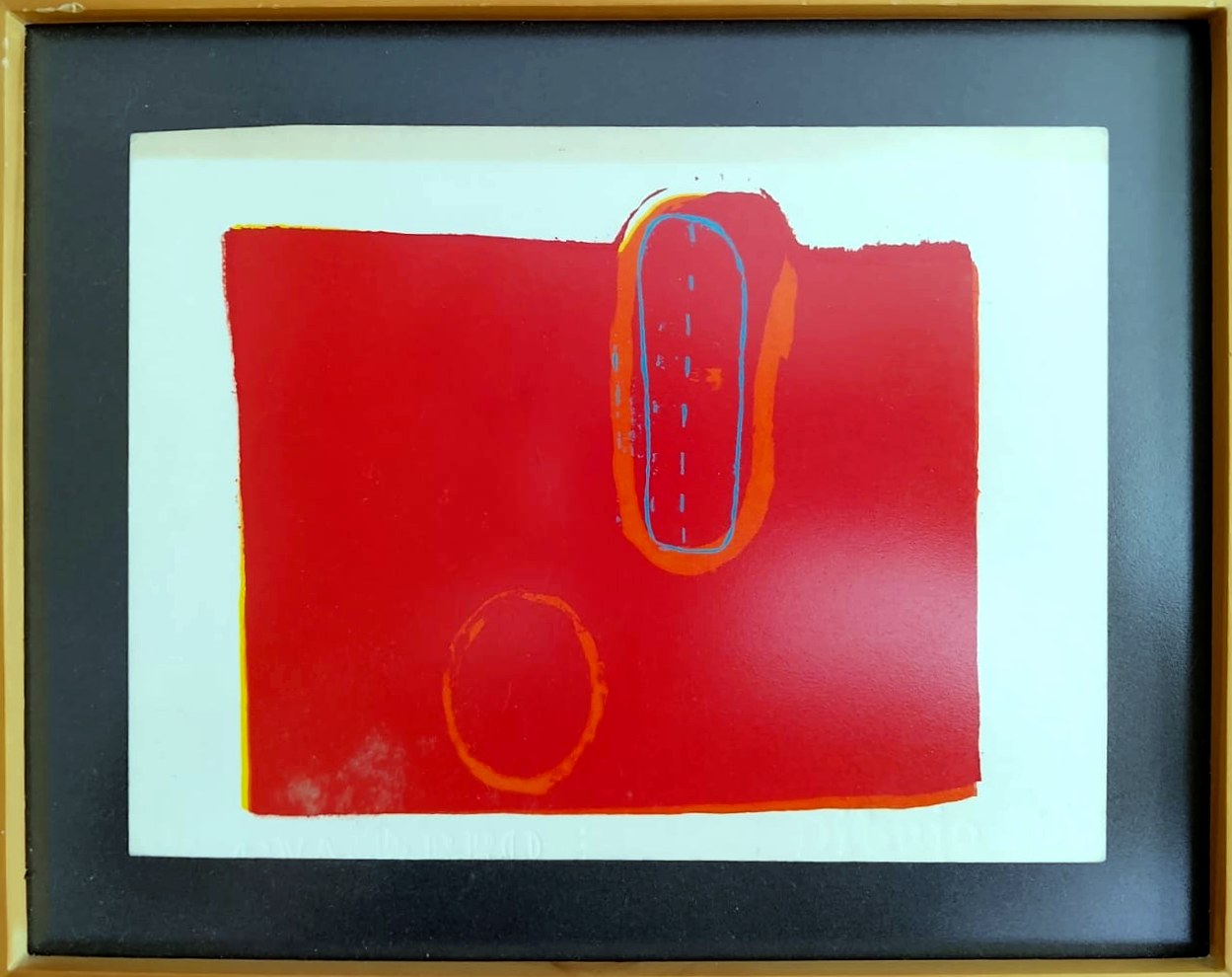 Rojo con óvalo — Serigrafía sobre papel, obra de Aurora Barney Durán